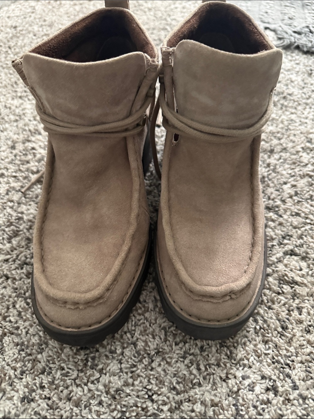 Born Taupe Suede Lace-Up Ankle Boot